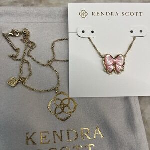 🎀✨Kendra Scott Haley Bow Gold Pendant Necklace In Blush Mother of Pearl New✨ 🎀